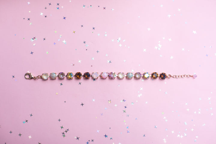 8mm Crystal Bracelet: Cocoa Cashmere with OPALS