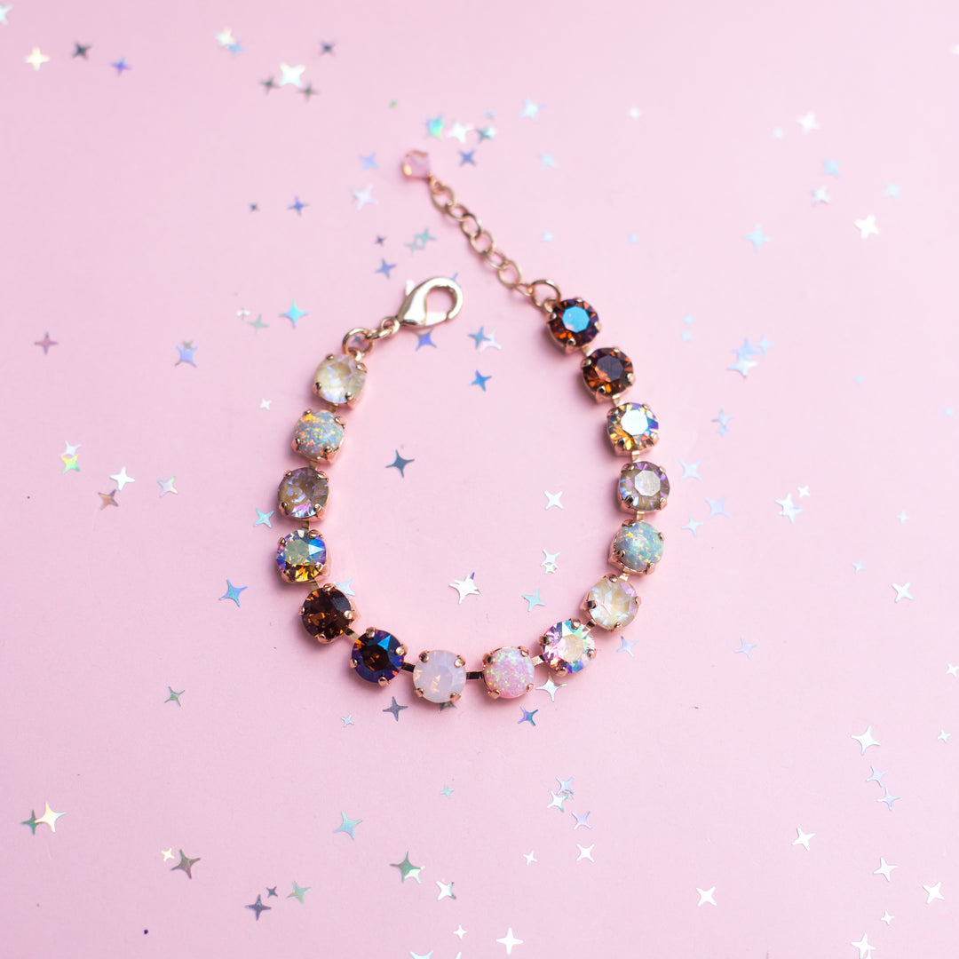 8mm Crystal Bracelet: Cocoa Cashmere with OPALS