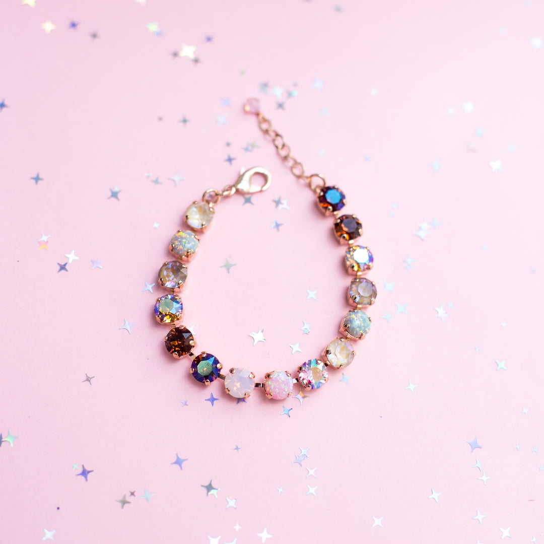 8mm Crystal Bracelet: Cocoa Cashmere with OPALS