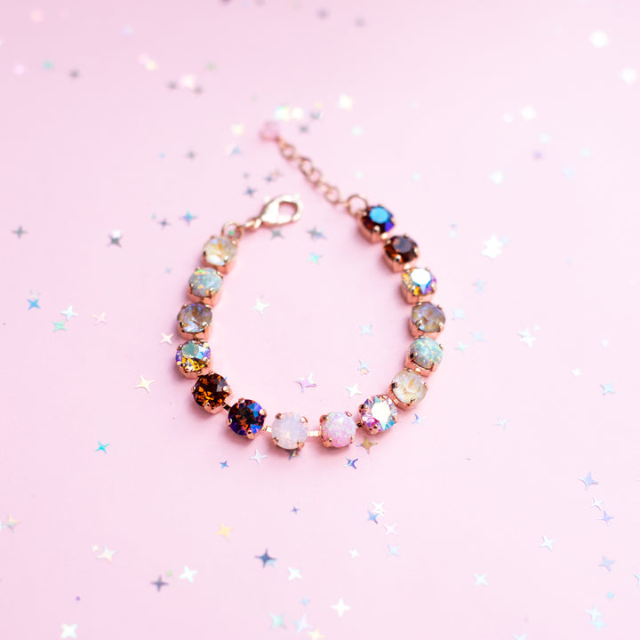 8mm Crystal Bracelet: Cocoa Cashmere with OPALS