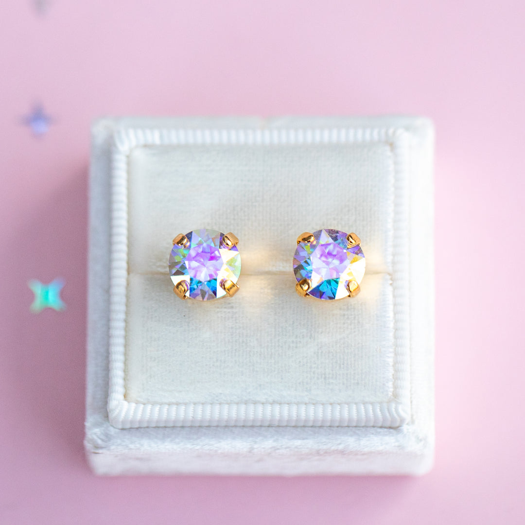 Crystal Transmission Earrings - 8mm Studs or Drop Earrings
