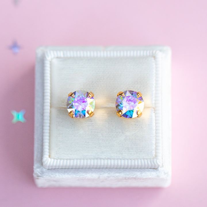 Crystal Transmission Earrings - 8mm Studs or Drop Earrings