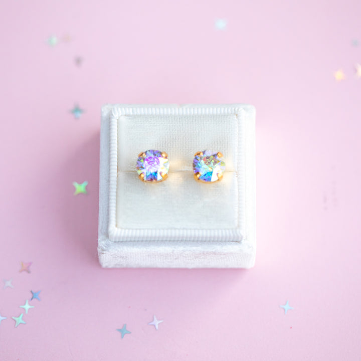 Crystal Transmission Earrings - 8mm Studs or Drop Earrings