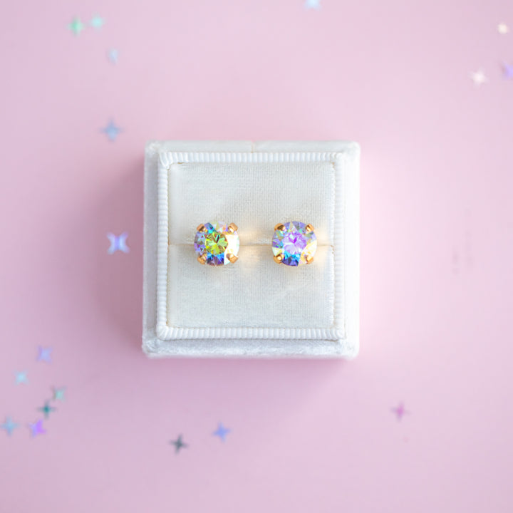 Crystal Transmission Earrings - 8mm Studs or Drop Earrings