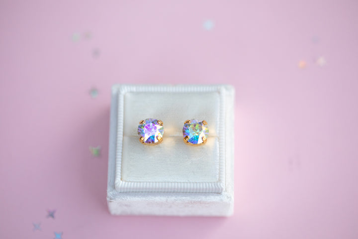 Crystal Transmission Earrings - 8mm Studs or Drop Earrings