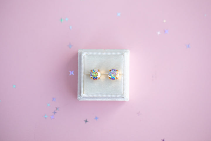 Crystal Transmission Earrings - 8mm Studs or Drop Earrings