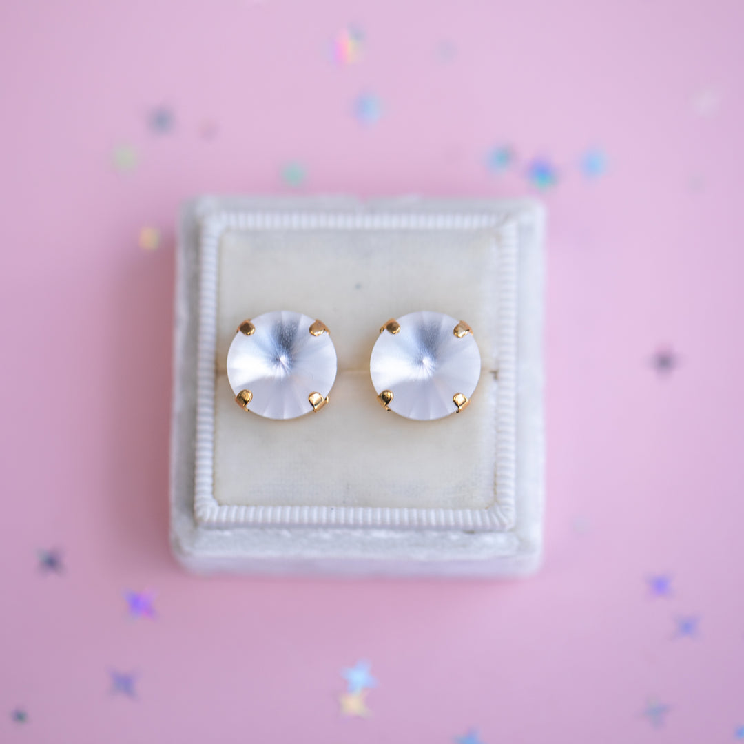 12mm Rivoli Stud OR Drop Earrings- Crystal Matte