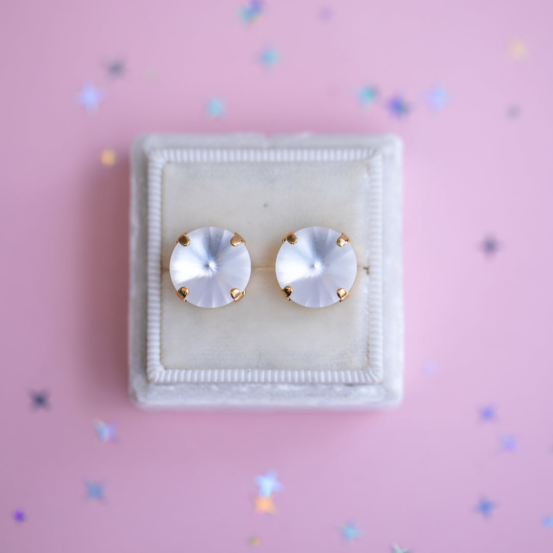 12mm Rivoli Stud OR Drop Earrings- Crystal Matte