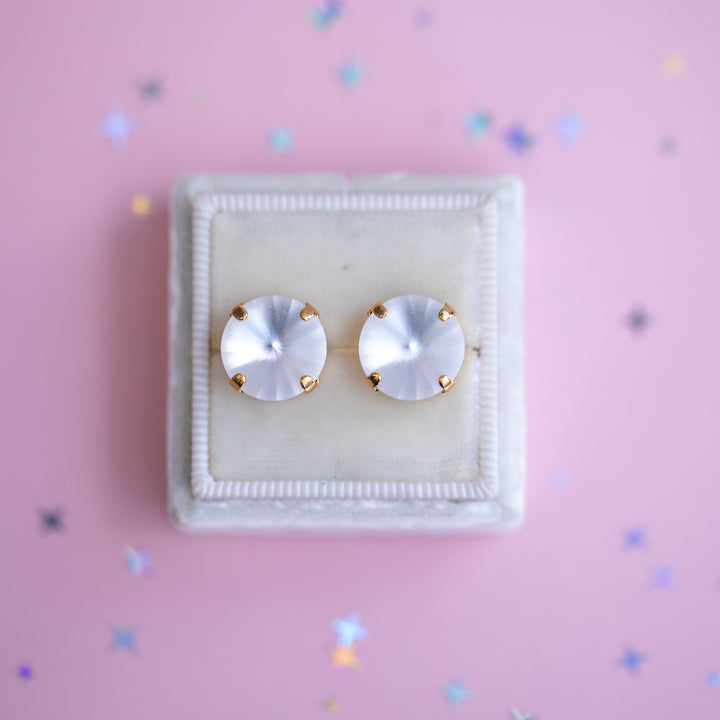 12mm Rivoli Stud OR Drop Earrings- Crystal Matte