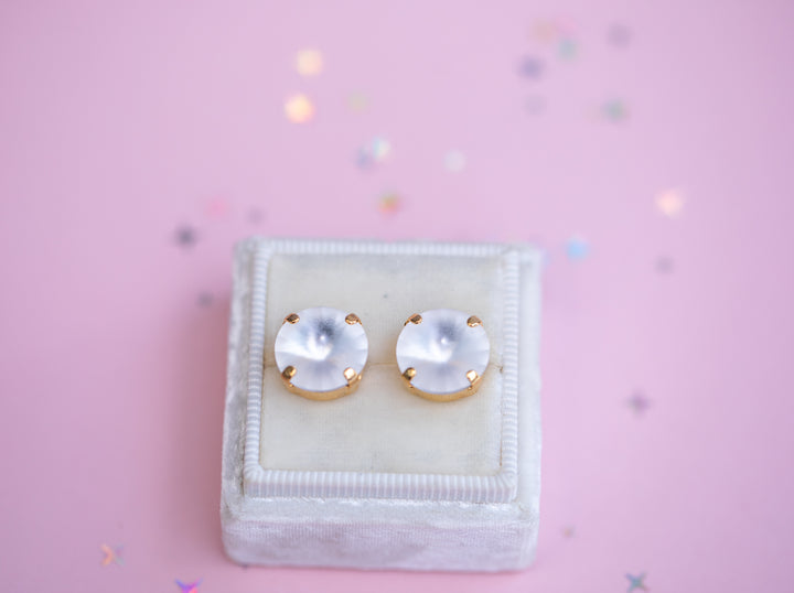 12mm Rivoli Stud OR Drop Earrings- Crystal Matte
