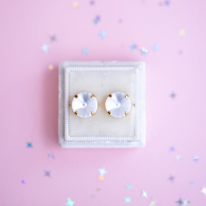 12mm Rivoli Stud OR Drop Earrings- Crystal Matte
