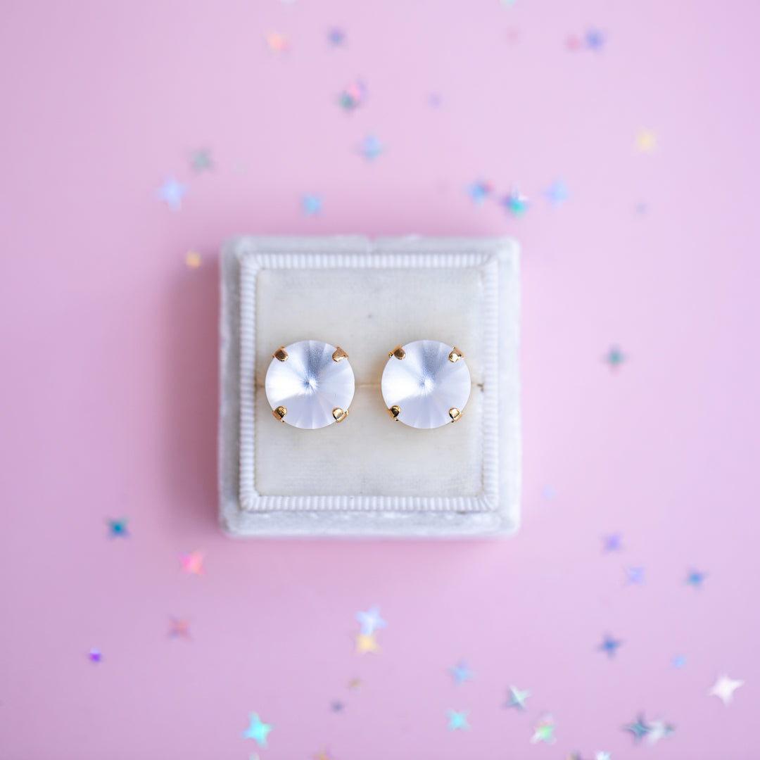 12mm Rivoli Stud OR Drop Earrings- Crystal Matte