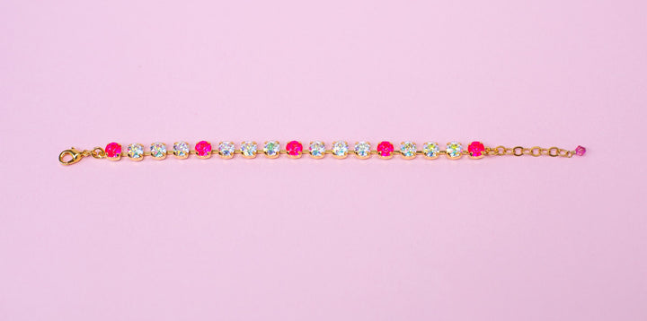 6mm Bracelet Florida Ready - Neon Pink Delite - Choose setting Color and Length