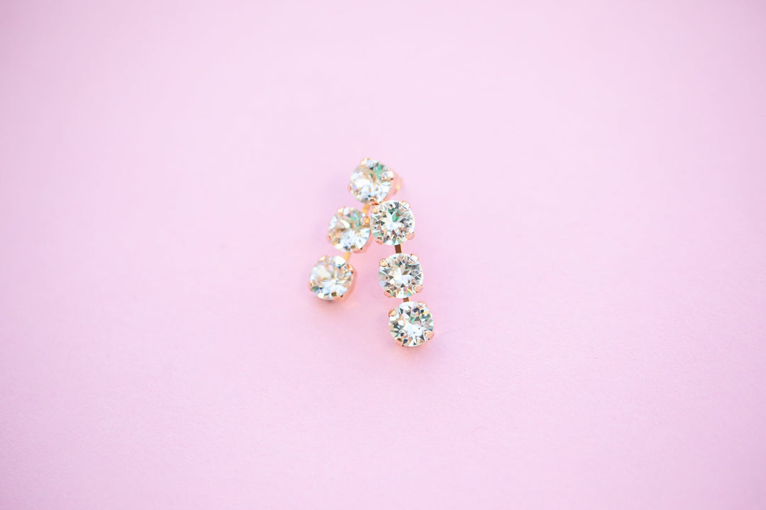 Crystal 8mm 3 stone Stud or Leverback Drop earrings