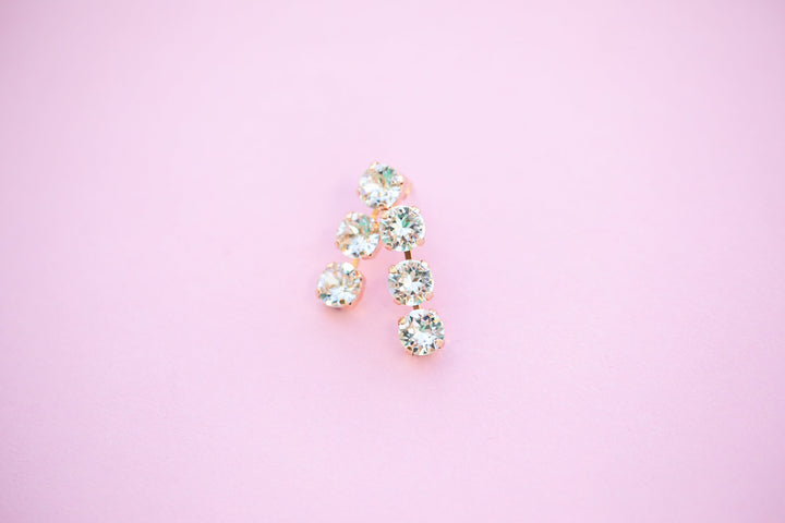 Crystal 8mm 3 stone Stud or Leverback Drop earrings