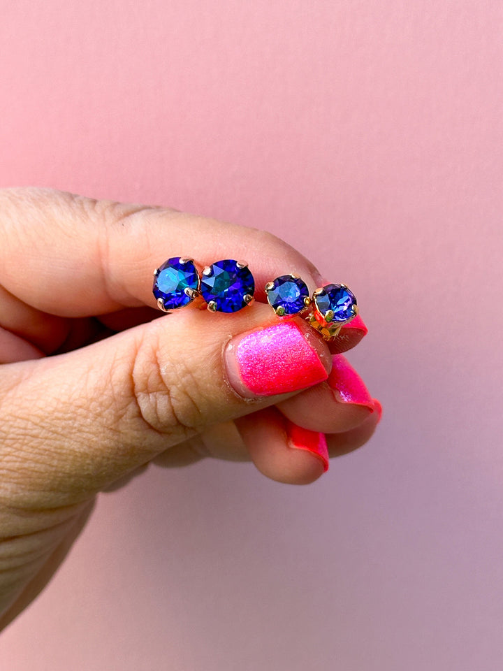 Heliotrope 8mm or 6mm Earrings - choose setting color and style