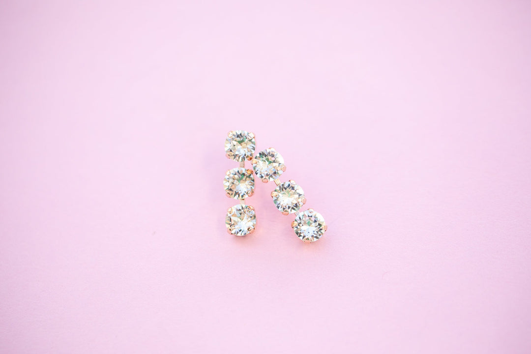 Crystal 8mm 3 stone Stud or Leverback Drop earrings