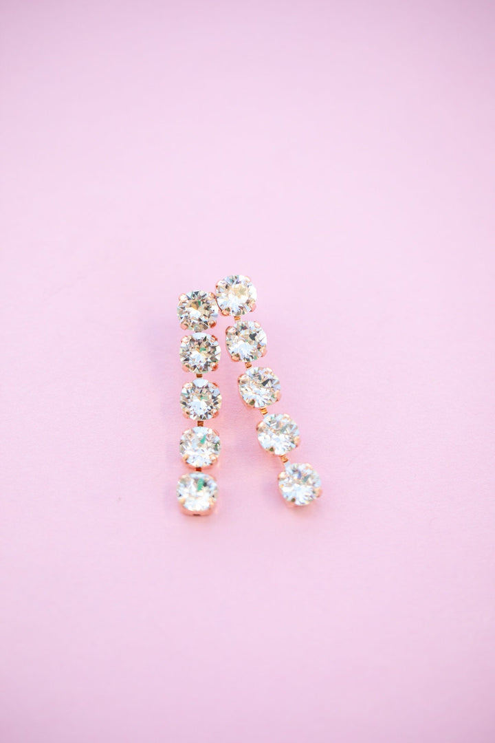 Crystal 5 stone 8mm stud drops - choose setting color