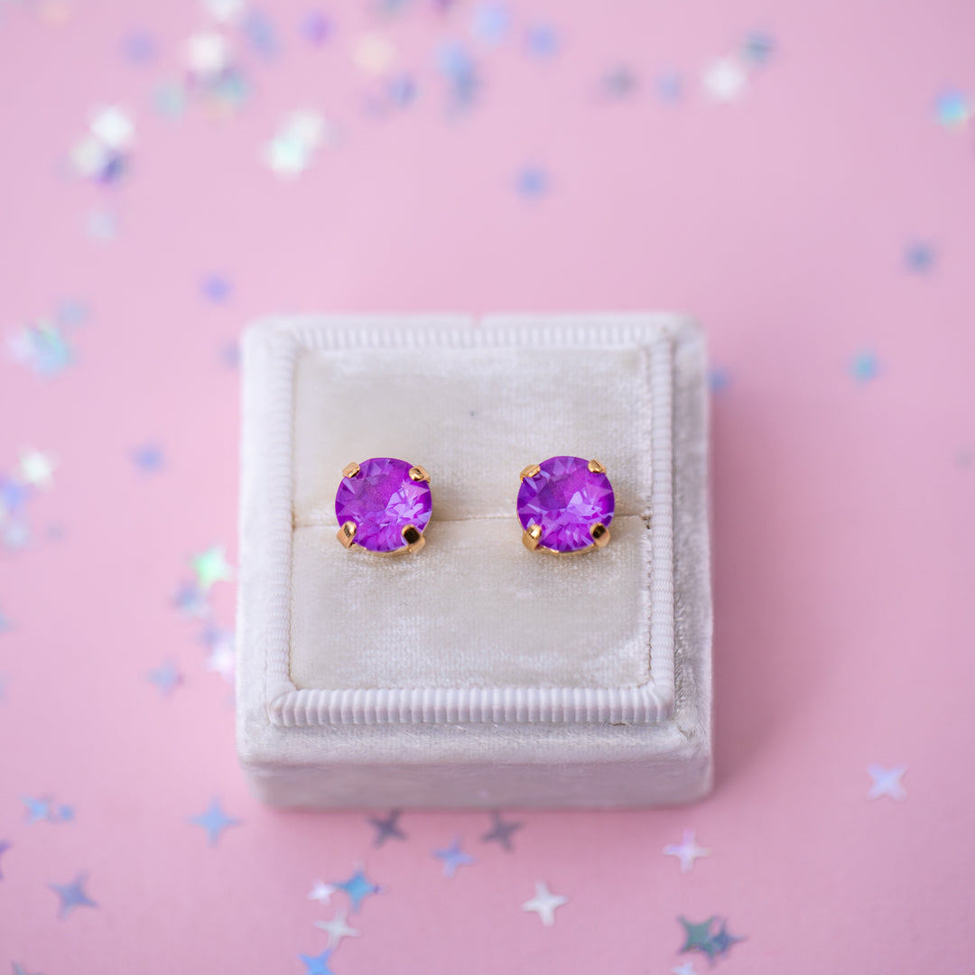 8mm Stud or Leverback Drop Earrings in Electric Orchid Twinkle