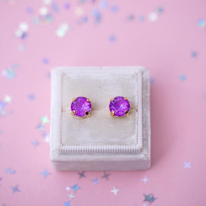 8mm Stud or Leverback Drop Earrings in Electric Orchid Twinkle