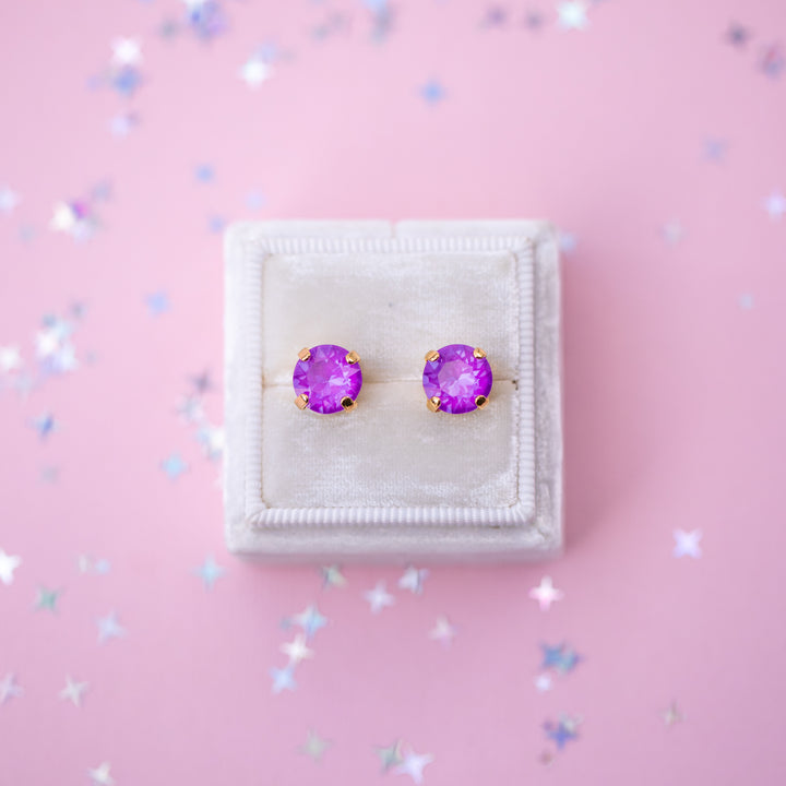 8mm Stud or Leverback Drop Earrings in Electric Orchid Twinkle