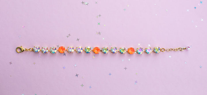 8mm Crystal Bracelet: Electric Orange Twinkle Sparkle