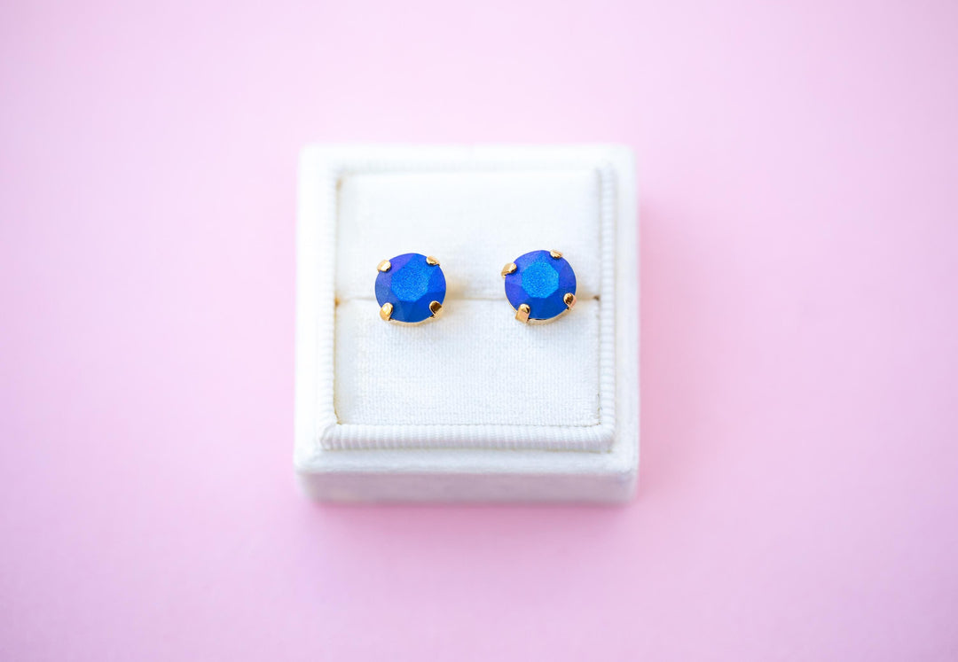 Sapphire Frost Stud Earrings - 8mm