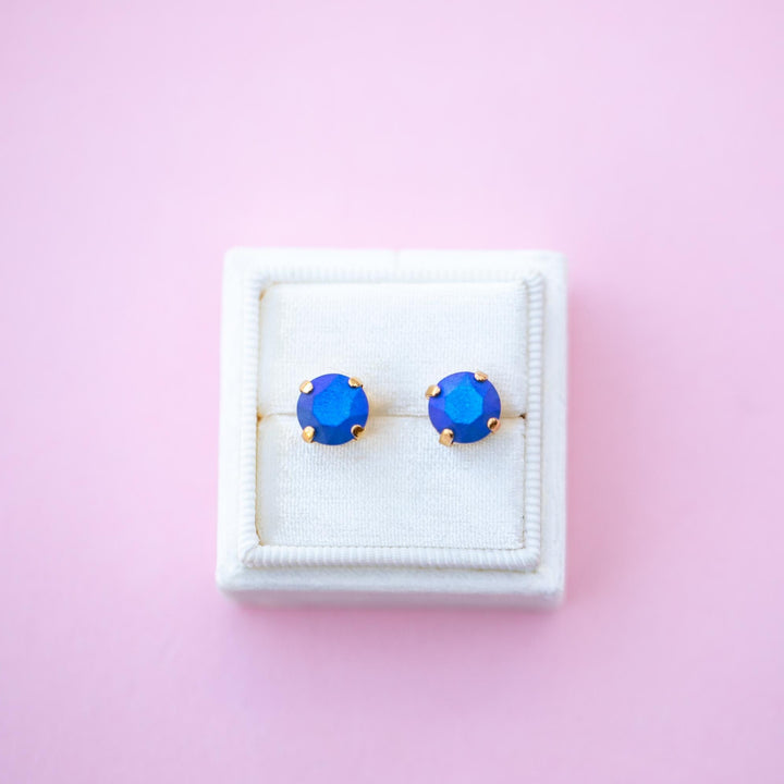 Sapphire Frost Stud Earrings - 8mm