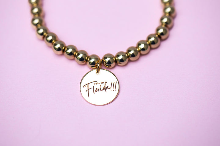 Beaded Charm Bracelet - Take Me to Florida!!! - Choose setting Color