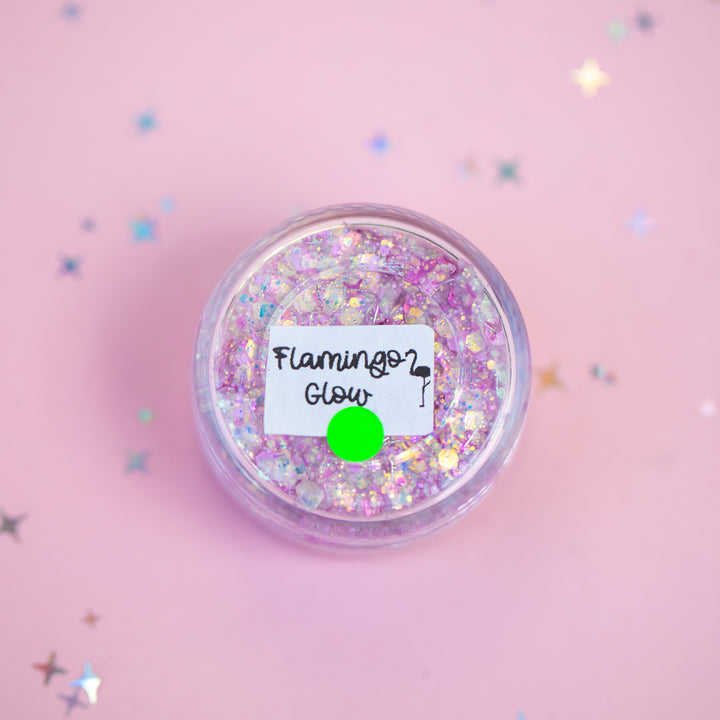 Body Glitter: Flamingo Glow (with Flamingo shaped glitter (glow in the dark)
