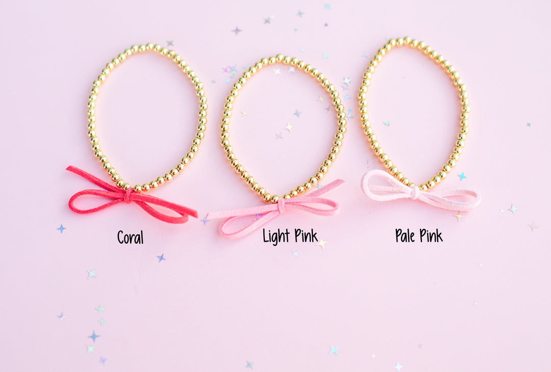Suede Bow Stretch Beaded Bracelet - Choose setting Color