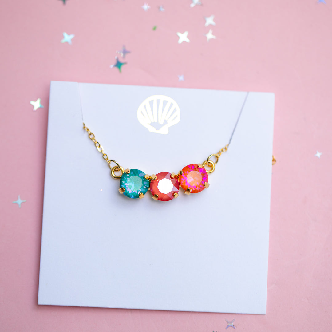 8mm 3 stone Necklace: Island AfterGlow