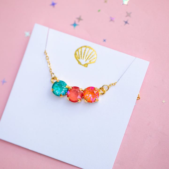 8mm 3 stone Necklace: Island AfterGlow