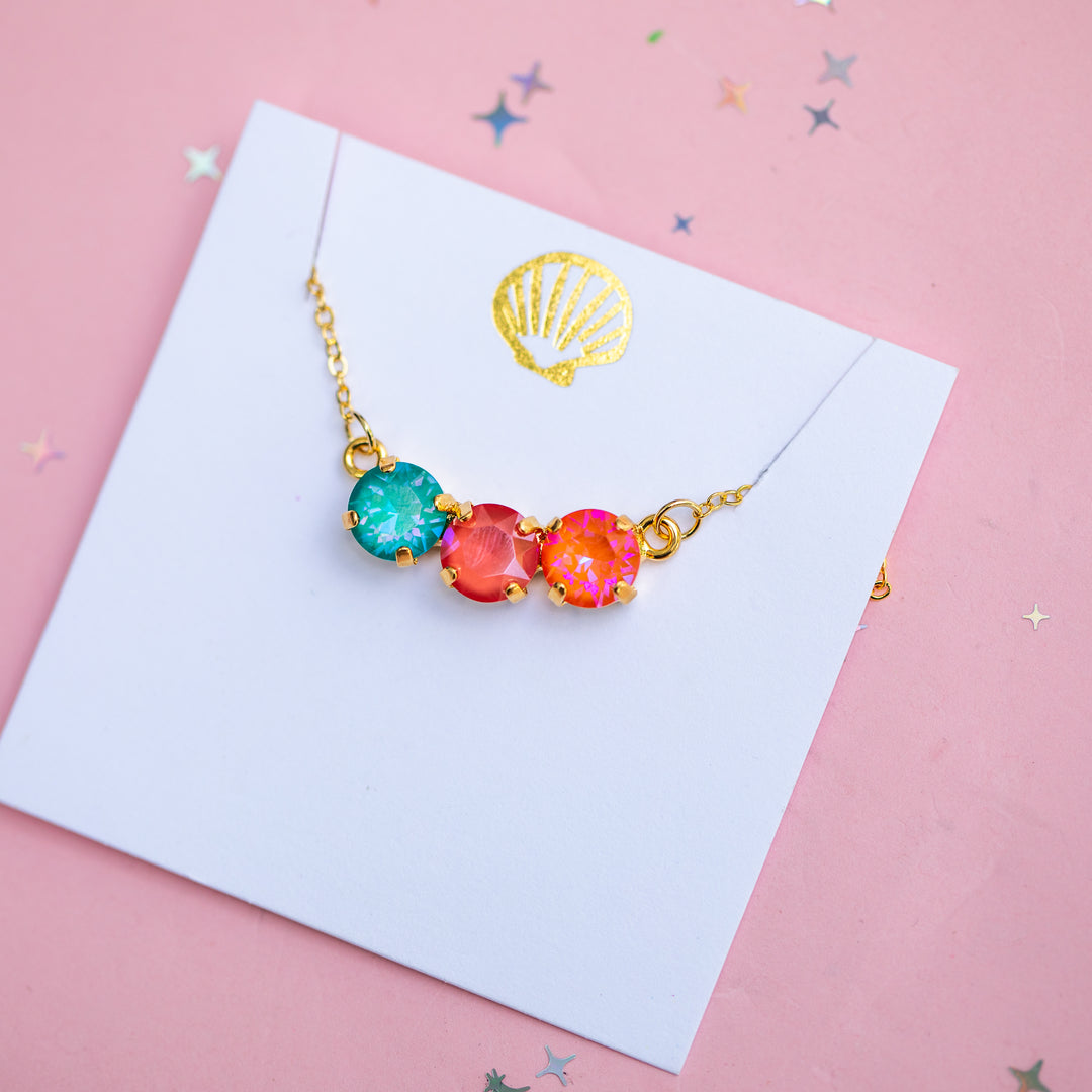 8mm 3 stone Necklace: Island AfterGlow