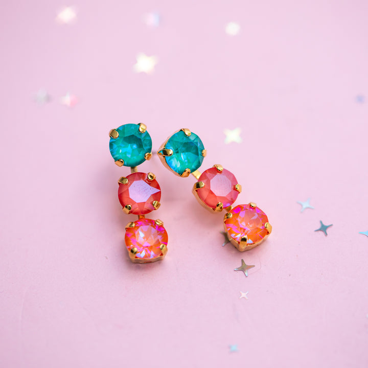 8mm 3 stone Earrings: Island Afterglow