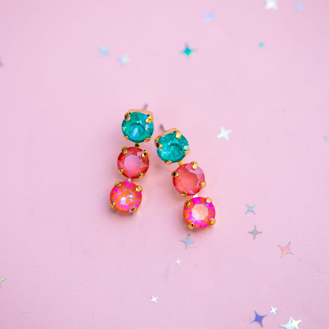 8mm 3 stone Earrings: Island Afterglow