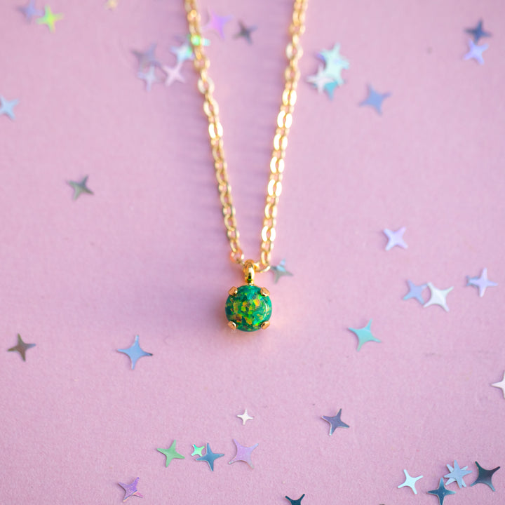 6mm Single Stone Necklace: Jungle Opal