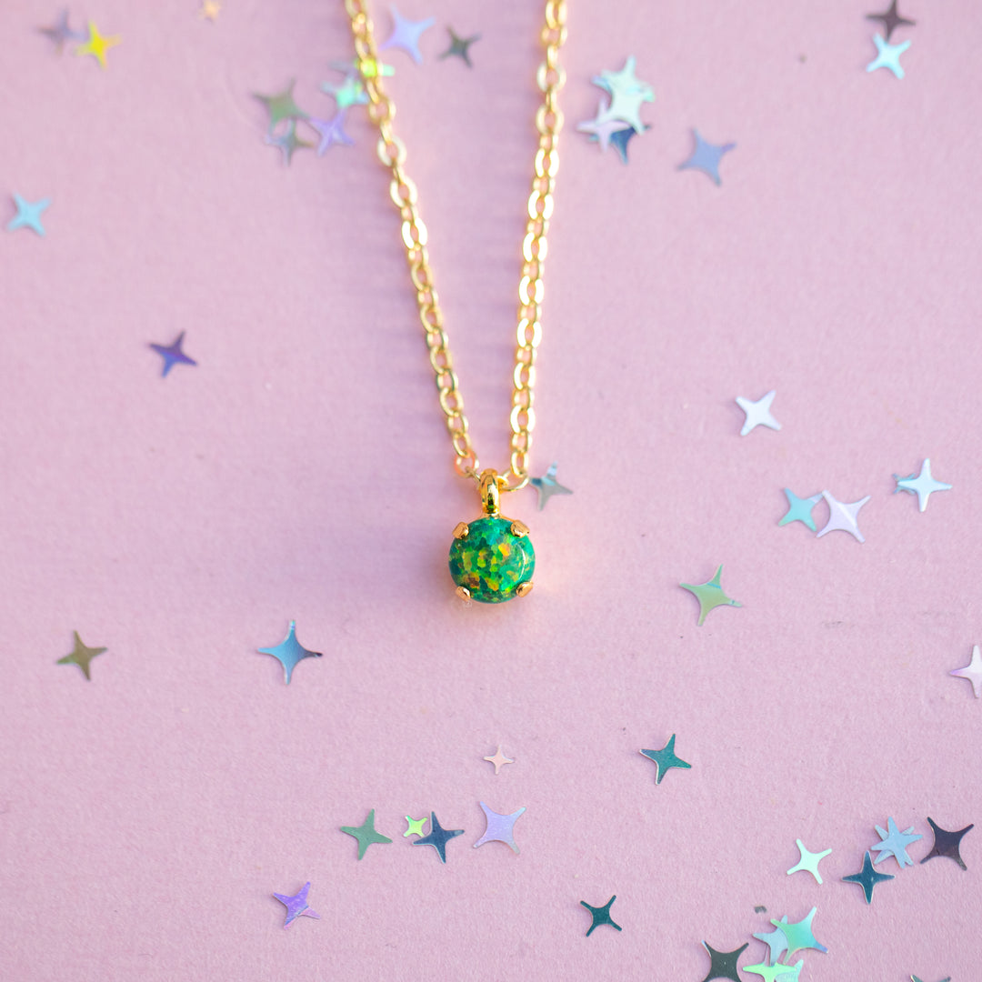 6mm Single Stone Necklace: Jungle Opal