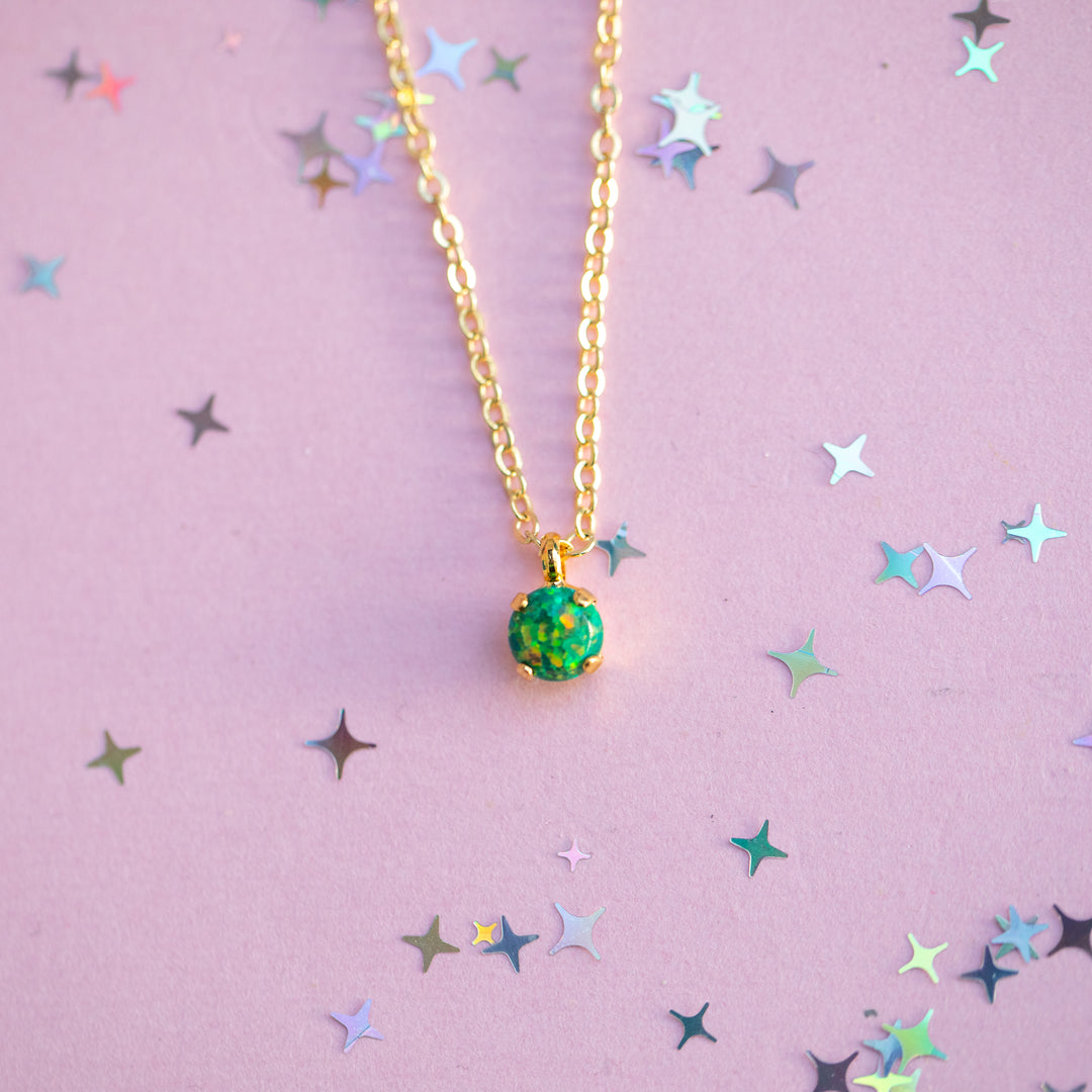 6mm Single Stone Necklace: Jungle Opal