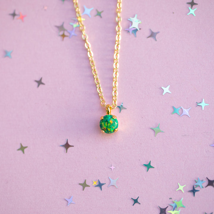 6mm Single Stone Necklace: Jungle Opal