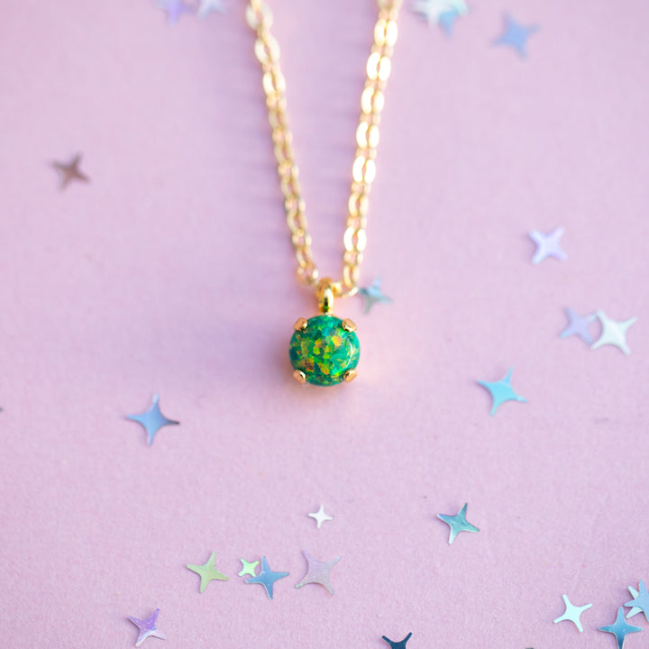 6mm Single Stone Necklace: Jungle Opal