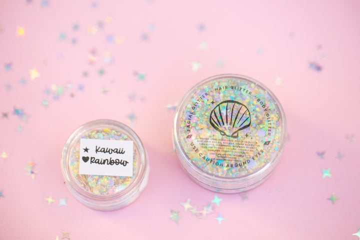 Kawaii Rainbow Body Glitter with Stars and Heart Shaped Glitter