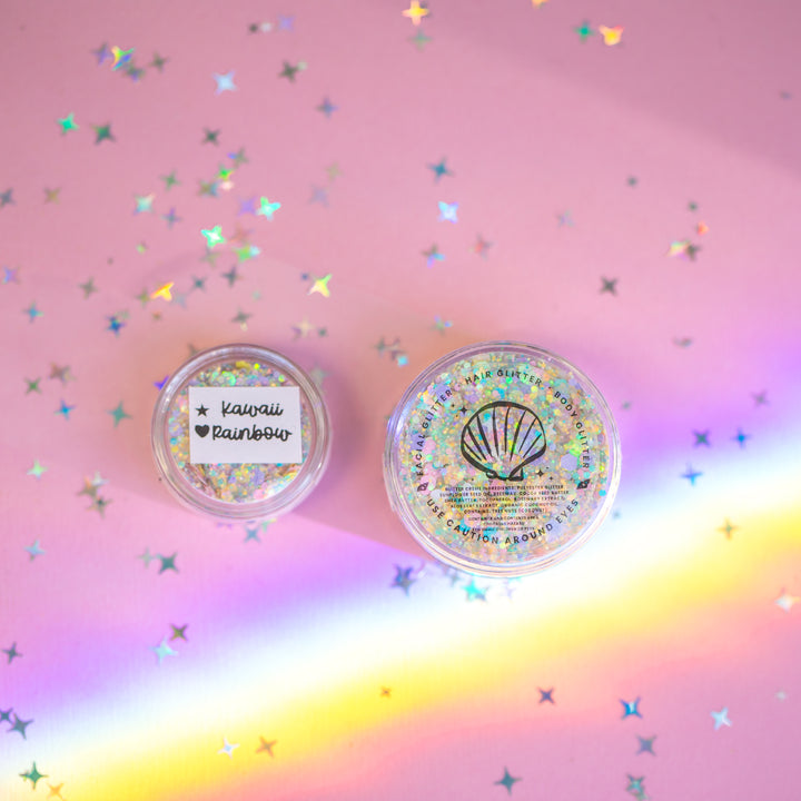 Kawaii Rainbow Body Glitter with Stars and Heart Shaped Glitter