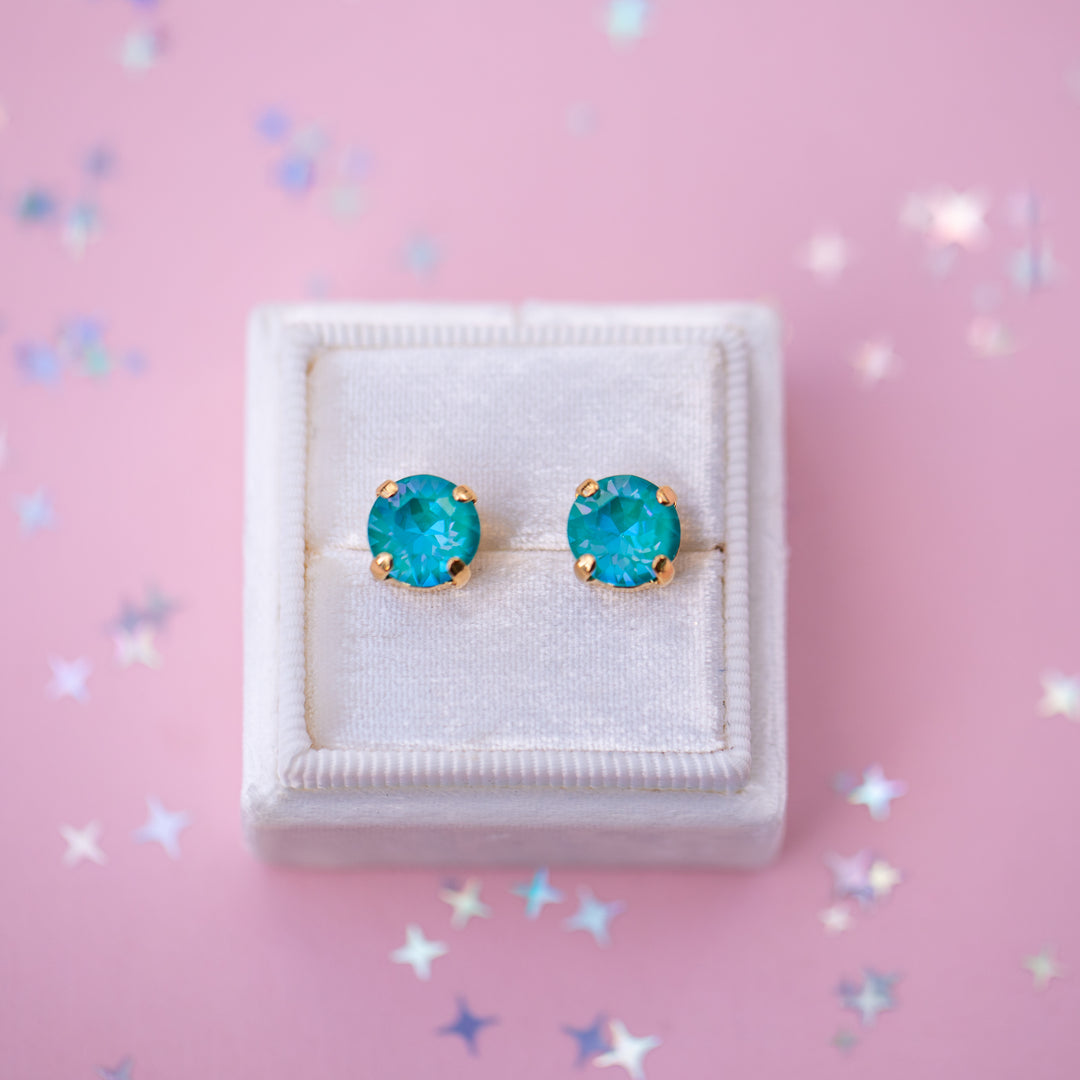 8mm Stud or Leverback Drop Earrings in Laguna Delite