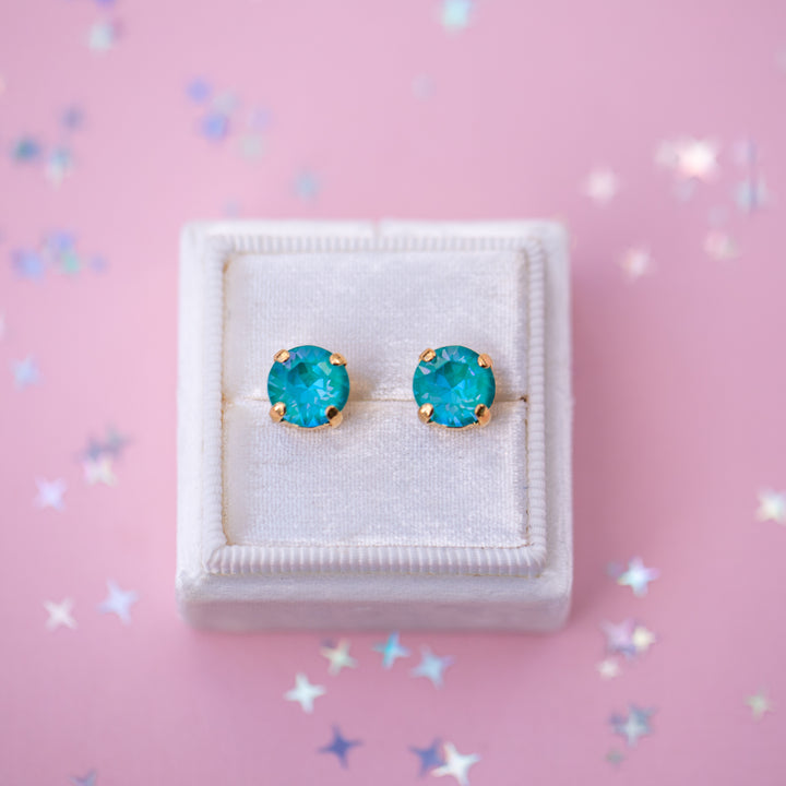 8mm Stud or Leverback Drop Earrings in Laguna Delite