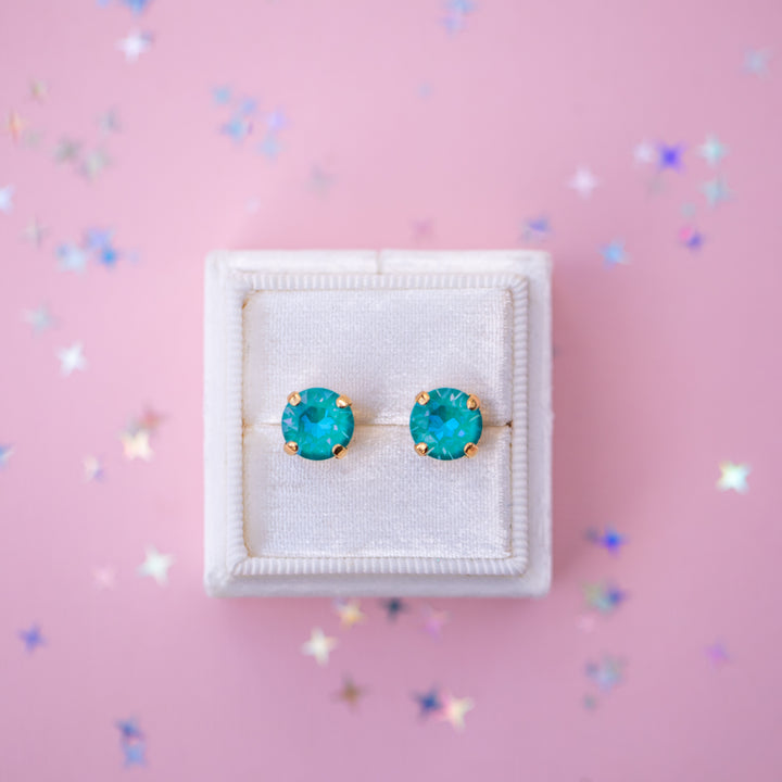 8mm Stud or Leverback Drop Earrings in Laguna Delite