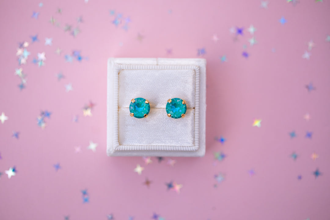 8mm Stud or Leverback Drop Earrings in Laguna Delite