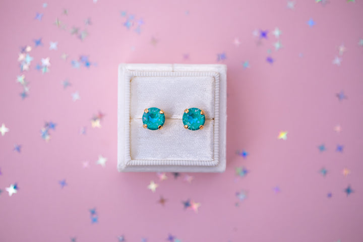 8mm Stud or Leverback Drop Earrings in Laguna Delite
