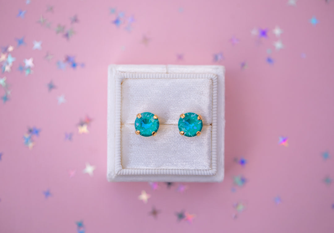 8mm Stud or Leverback Drop Earrings in Laguna Delite