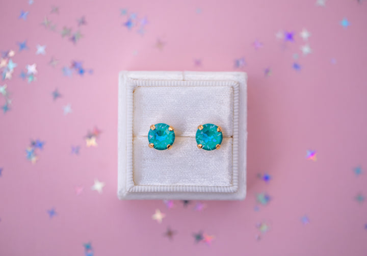 8mm Stud or Leverback Drop Earrings in Laguna Delite